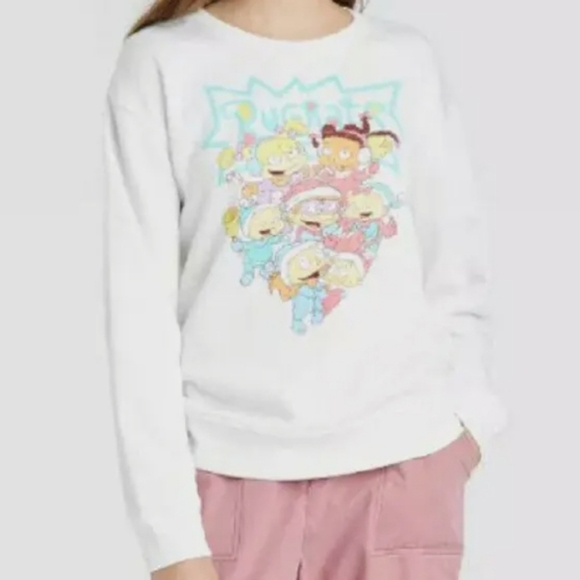 Nickelodeon Rugrats Graphic Holiday Nickelodeon Women's White Sweatshirt Size L - Picture 4 of 4